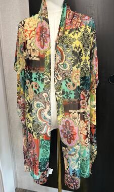 Vtg Alberto Makali Scarf Neck Wrap Shawl Aztec Boho Artsy 90's Floral Paisley